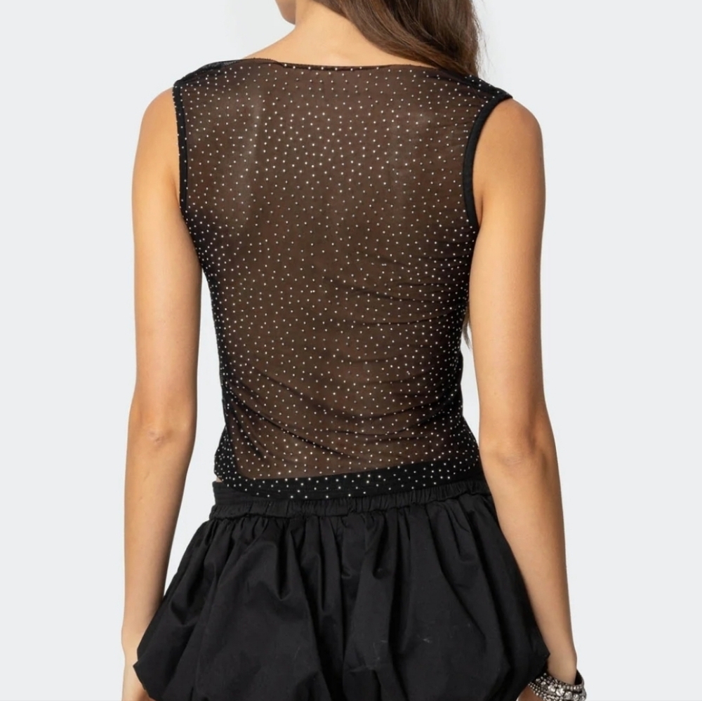 Edited Rhinestone Sheer Mesh Top - Picture 10 of 10